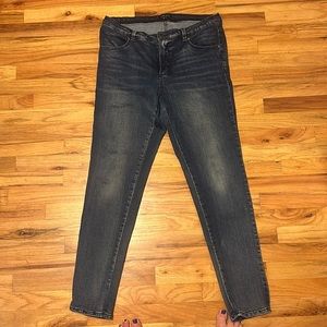 Universal Standard Siene Skinny Jeans, distressed blue, 32" inseam.